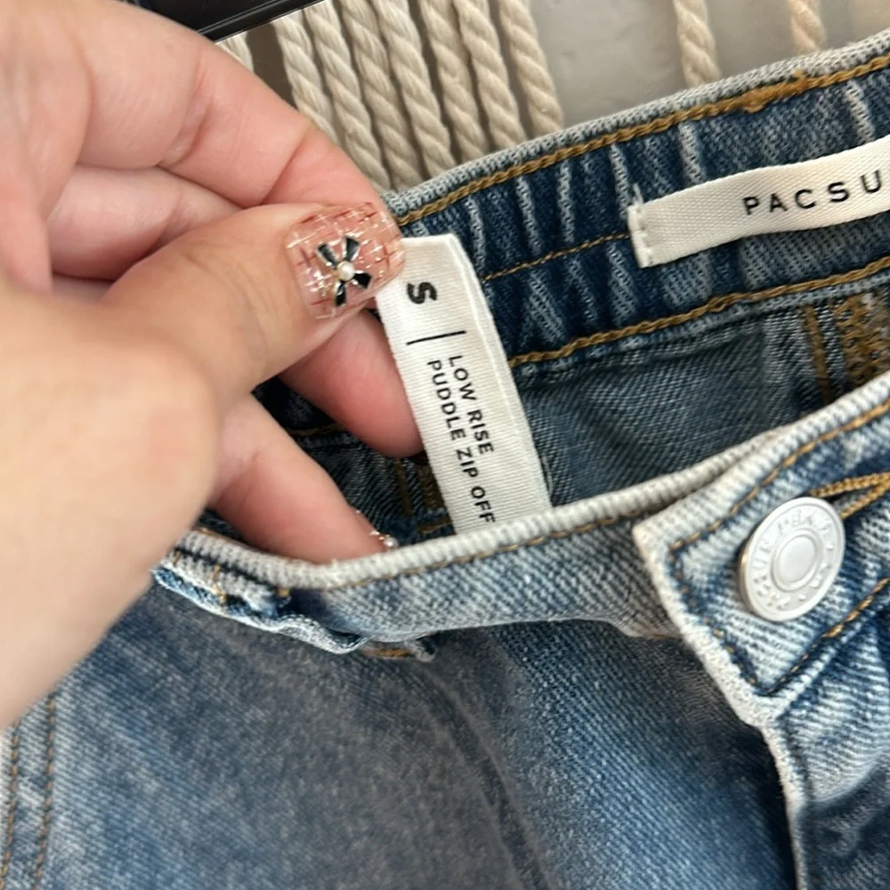 PacSun Light Blue Low Rise Puddle Cargo Jeans - Picture 7 of 7